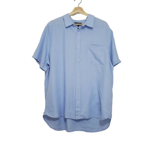 Vince.100% Linen Classic Fit Button Up Casual Preppy Short Sleeve Shirt